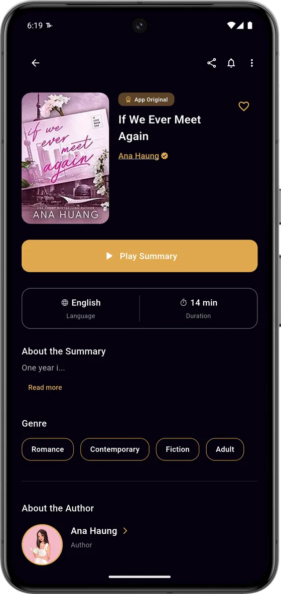 Book summary preview screen in Twingle listing the key ideas you'll hear